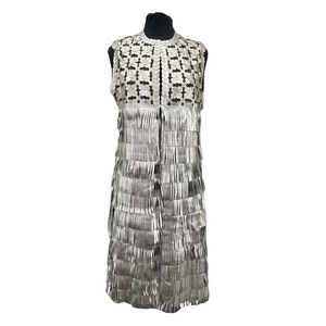 Belgin Francis Silver Leather Fringe Vest NWOT